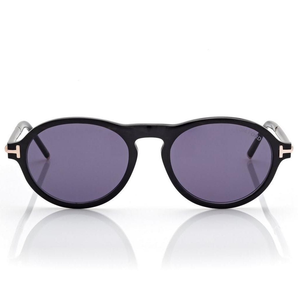 Tom Ford Men Round Frame Matt Black Sunglasse