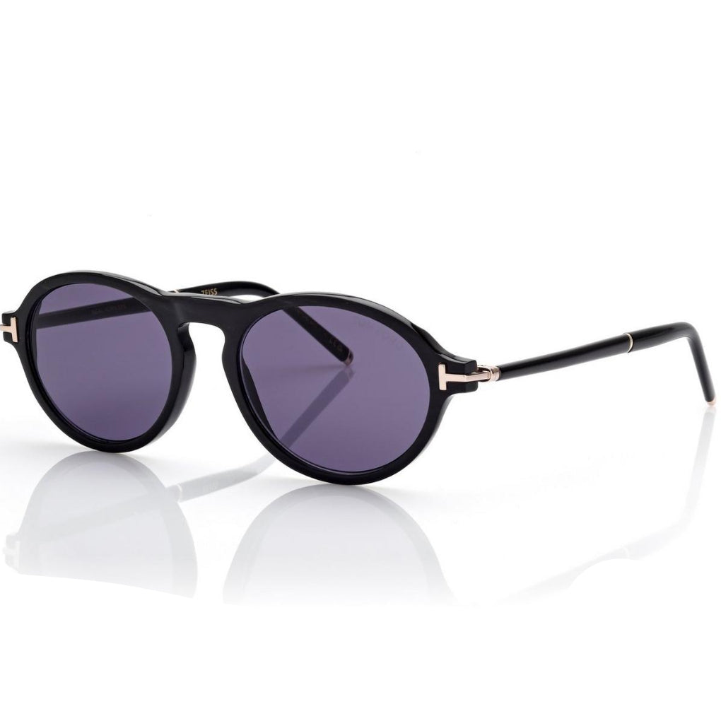 Tom Ford Men Round Frame Matt Black Sunglasse
