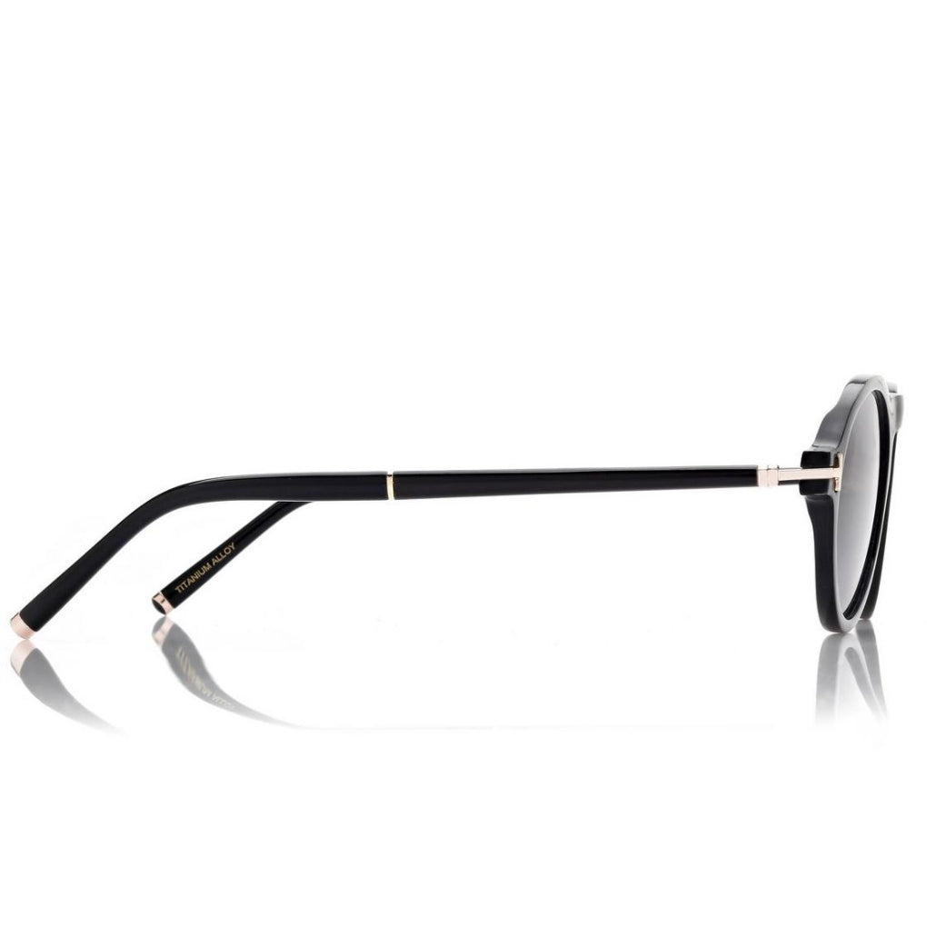 Tom Ford Men Round Frame Matt Black Sunglasse
