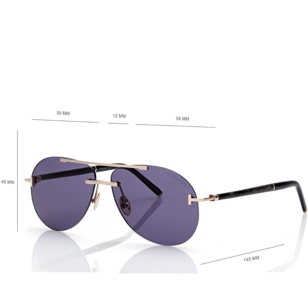 Tom Ford Men Pilot Frame Shiny Gold Sunglasse