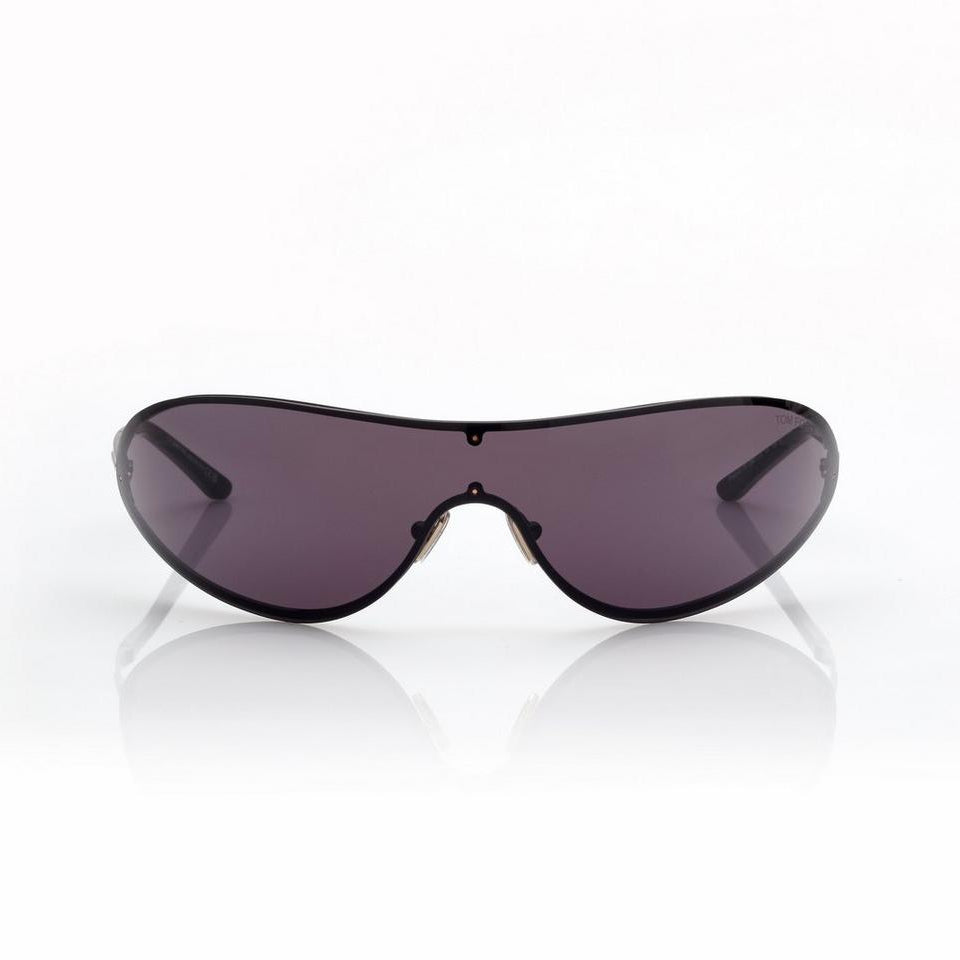 Tom Ford Women Mask Frame Shiny Smoky Black Sunglasses