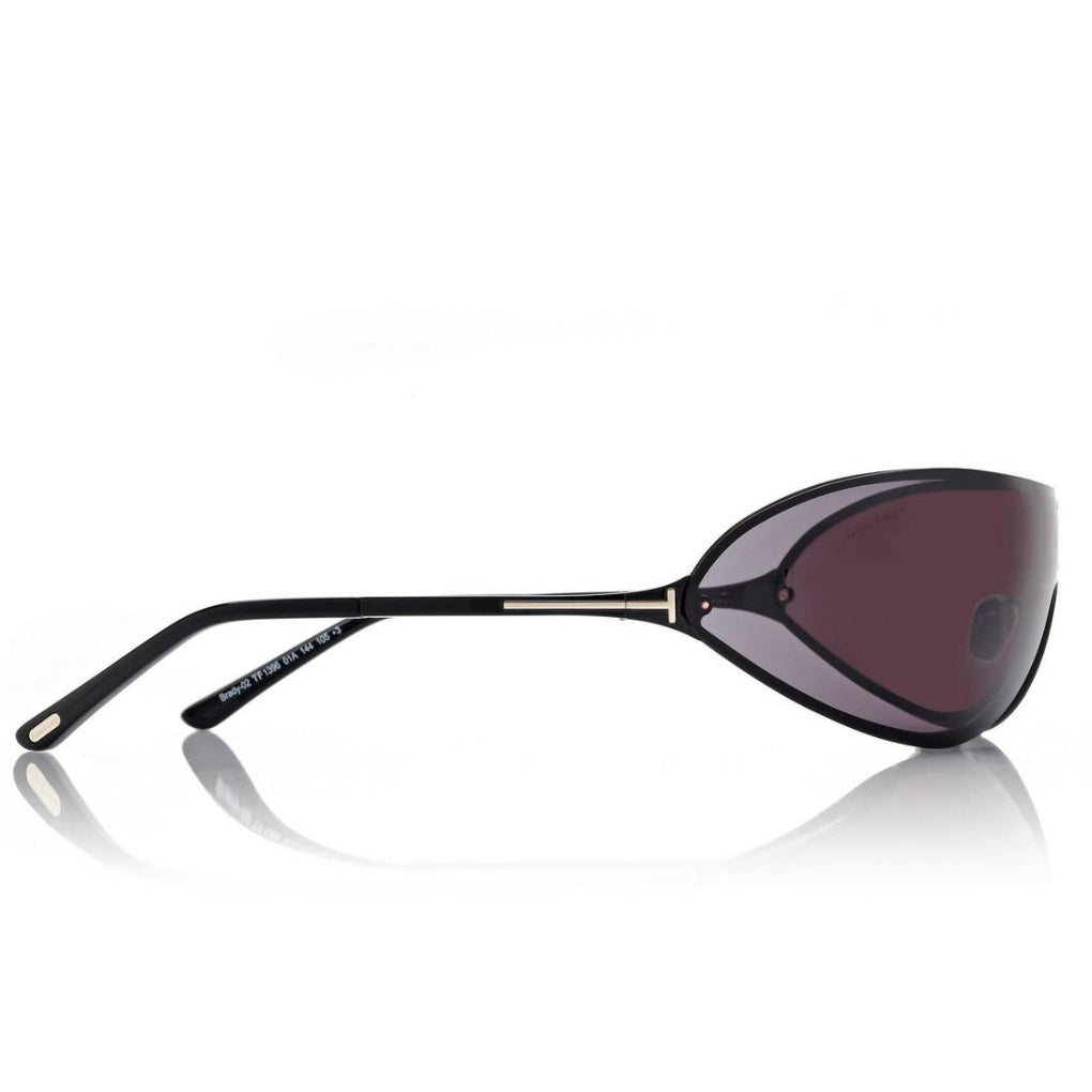 Tom Ford Women Mask Frame Shiny Smoky Black Sunglasses