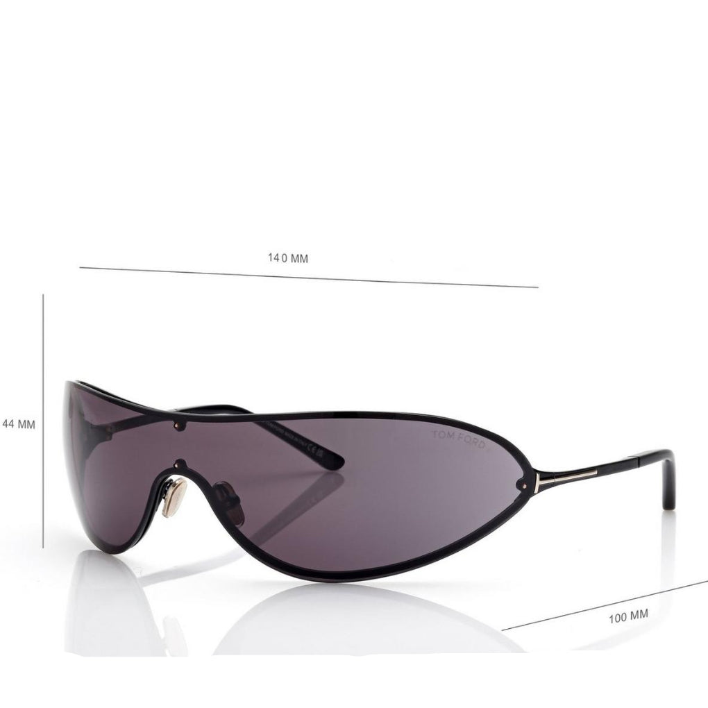 Tom Ford Women Mask Frame Shiny Smoky Black Sunglasses