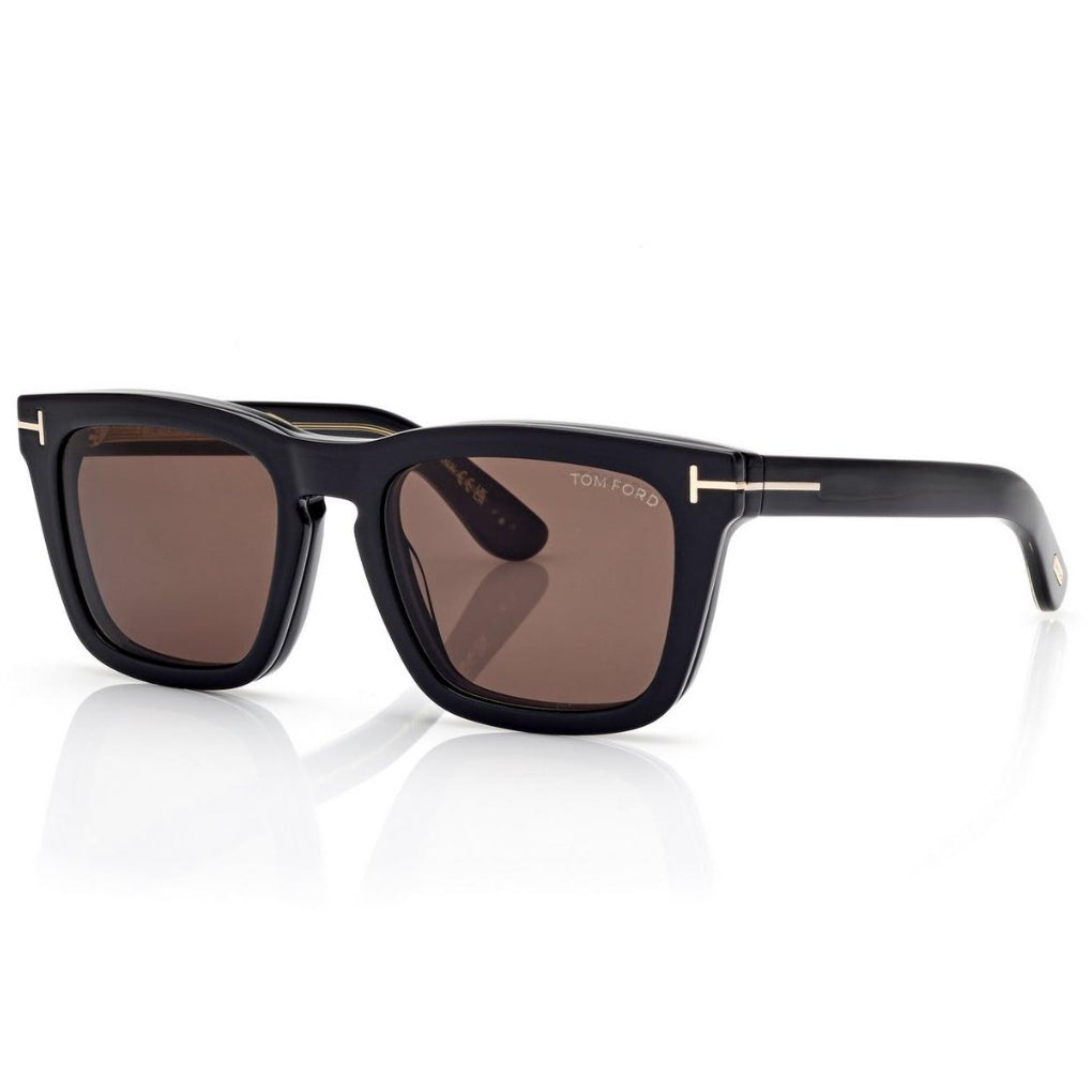Tom Ford Men Sqaure Frame Shiny Soft Black Sunglasses