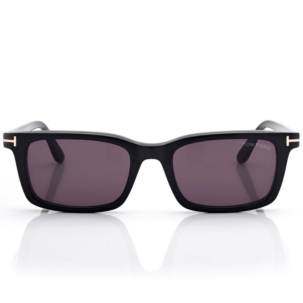 Tom Ford Men Rectangular Frame Shiny Black Sunglasse