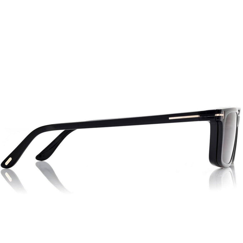 Tom Ford Men Rectangular Frame Shiny Black Sunglasse