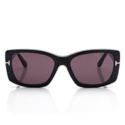 Tom Ford Women Rectangle Frame Matte Black Sunglasses
