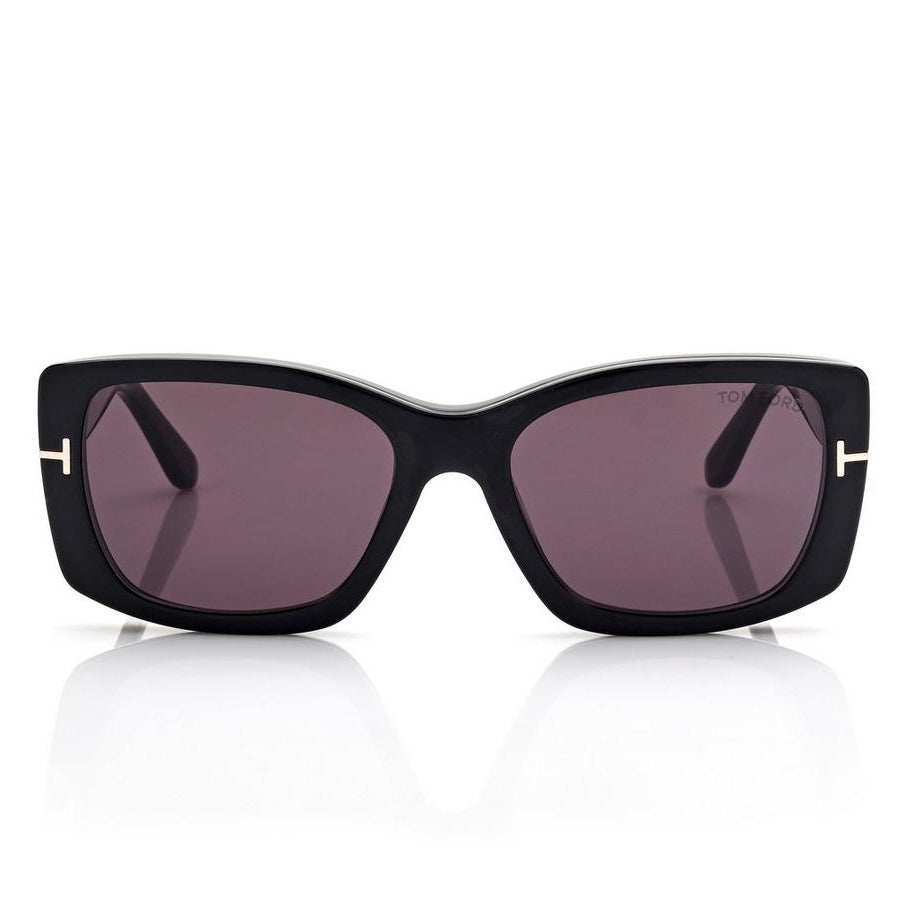 Tom Ford Women Rectangle Frame Matte Black Sunglasses