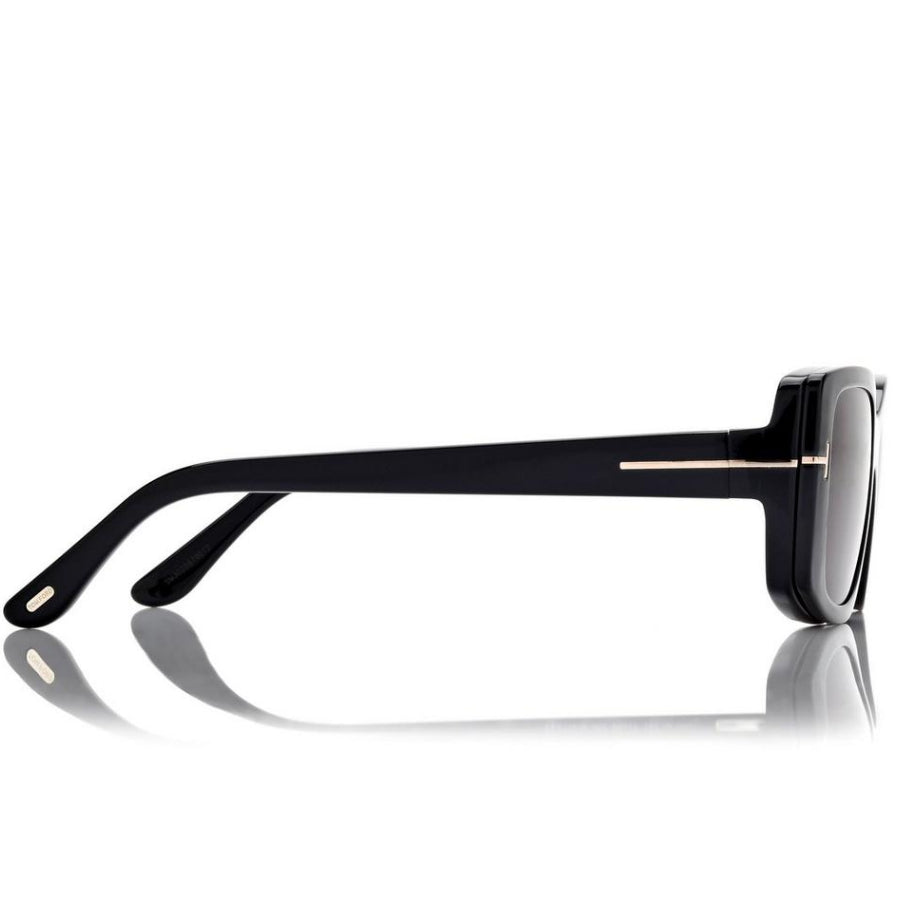 Tom Ford Women Rectangle Frame Matte Black Sunglasses