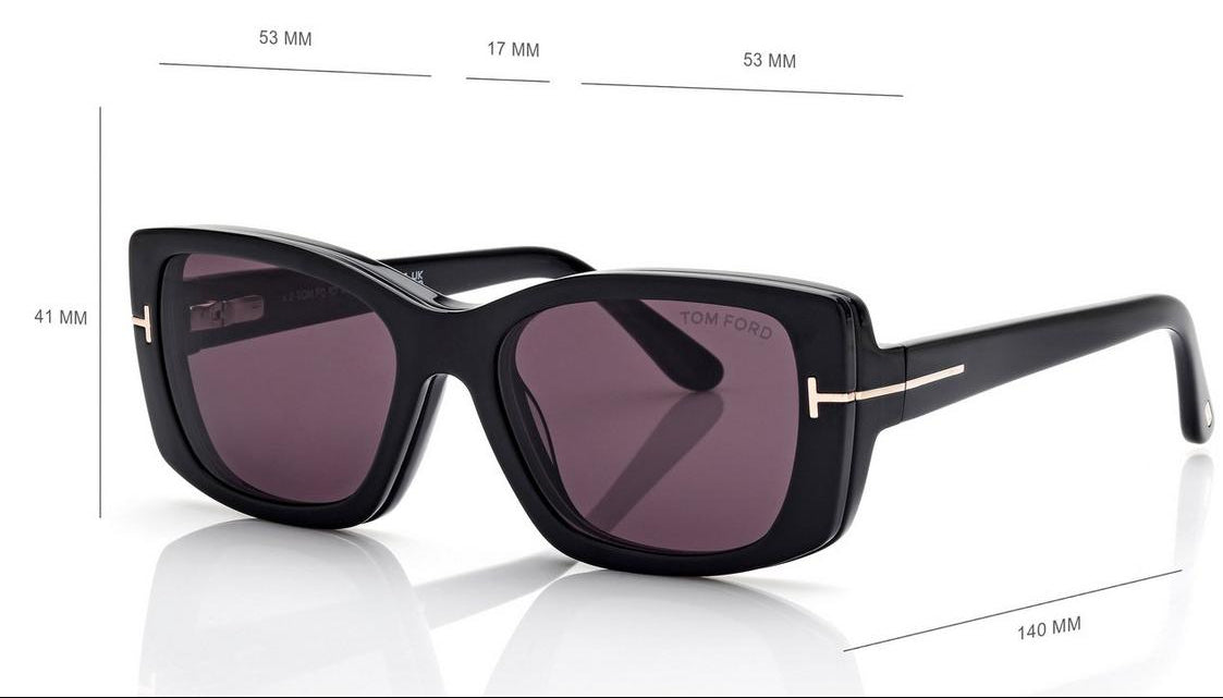 Tom Ford Women Rectangle Frame Matte Black Sunglasses
