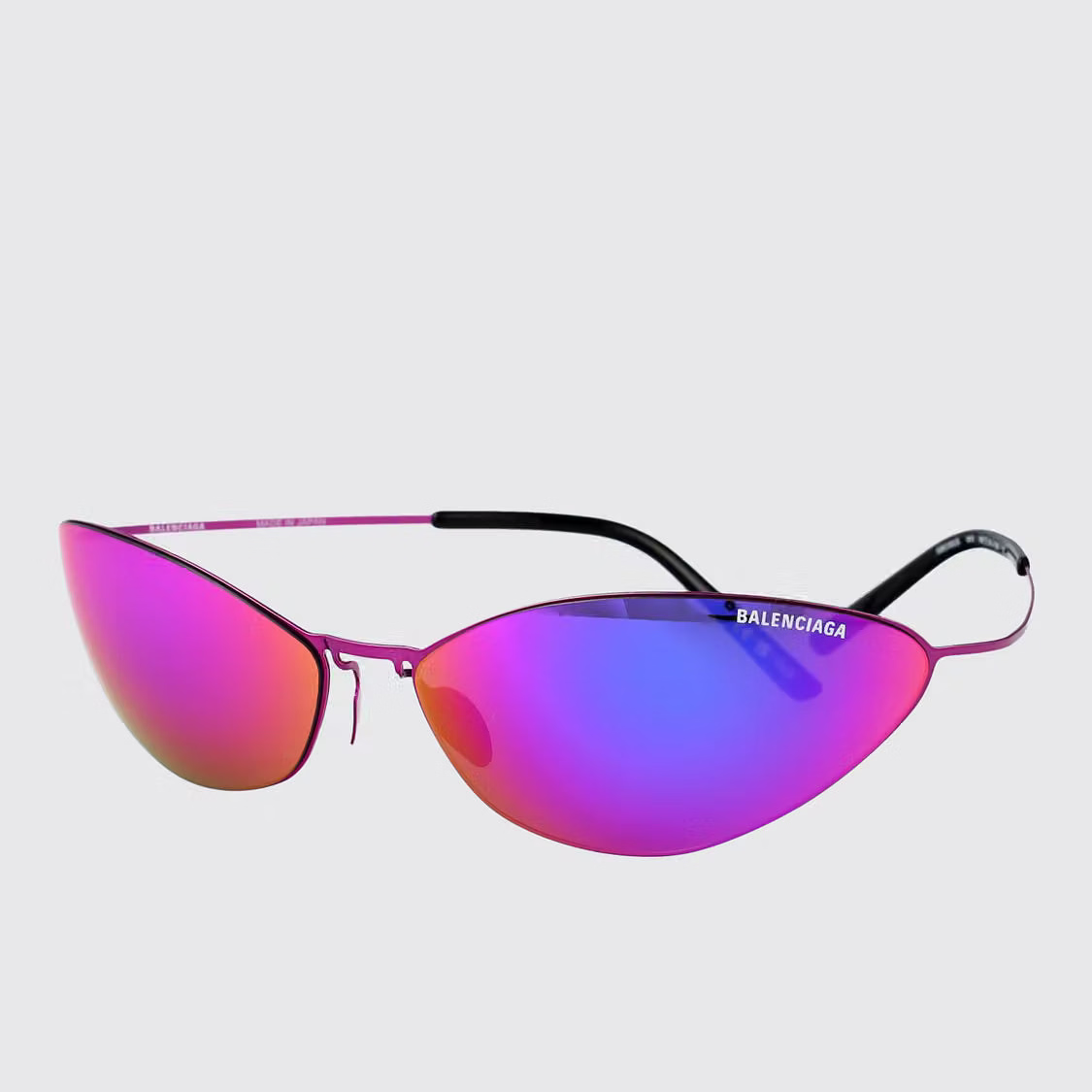 Balenciaga Unisex Extreme BB0350S Metallic Pink Cat-Eye Purple-Pink Mirrored Sunglasses