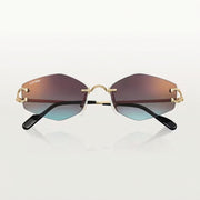 Cartier Classic C Motif Men Rimless Hexagonal Blue-Pink Gradient Sunglasses