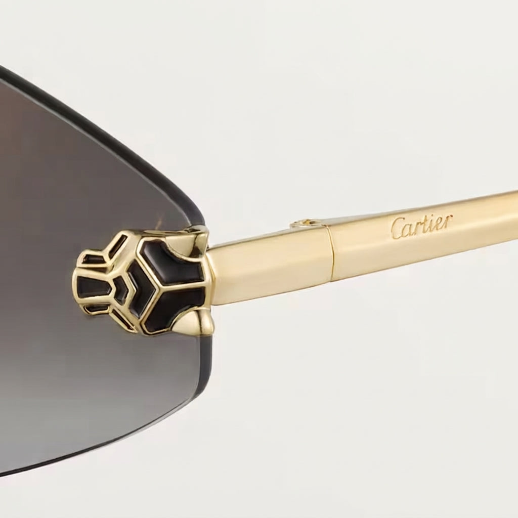 Cartier Panthère de Cartier Unisex Rimless Hexagonal Grey Gradient Sunglasses