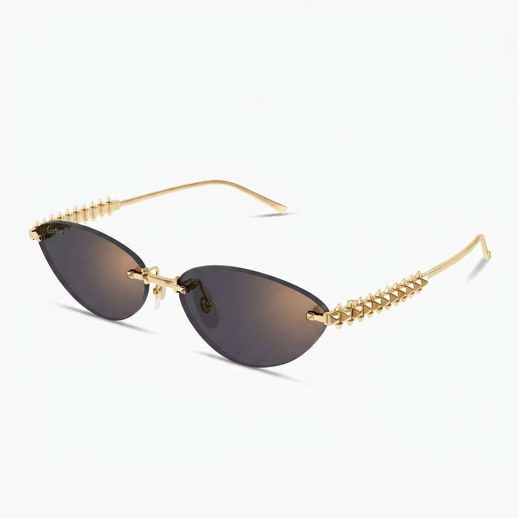 Cartier Clash de C Women Rimless Studded Temple Pink-Grey Gradient Sunglasses