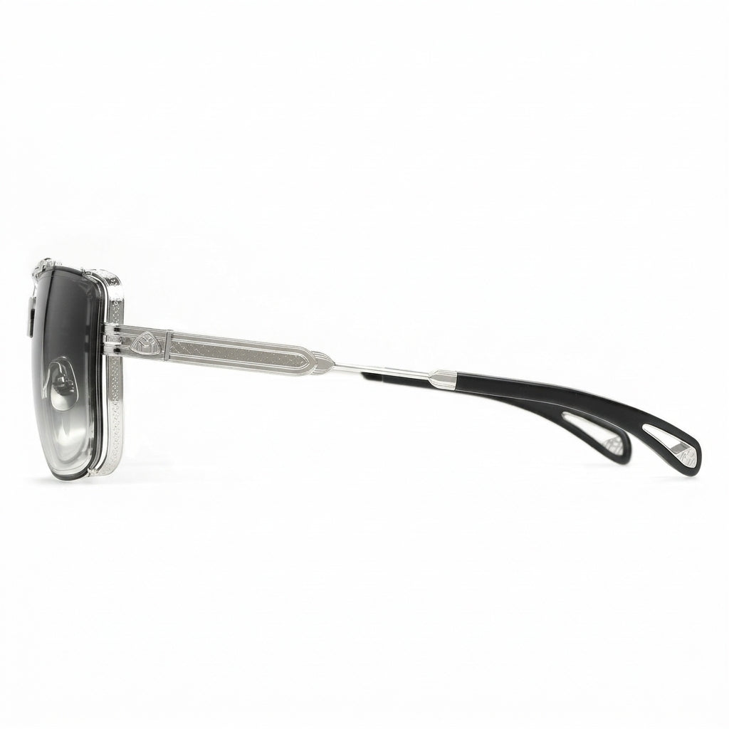 Maybach THE DAWN I Unisex Platinum Titanium Black/Blue-Grey Gradient Luxury Sunglasses