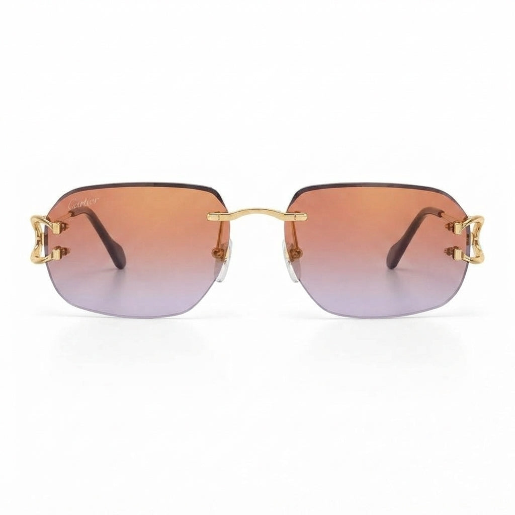 Cartier Premiere de Cartier Unisex Rimless Rectangular Gold/Red Sunglasses