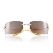 Cartier Panthère de C Unisex Rectangular Rimless Brown Gradient Sunglasses