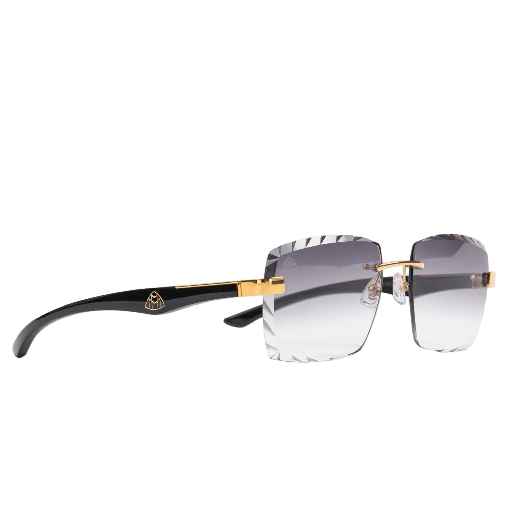 Maybach The Artist III Unisex P-WCW-Z25 Black/Grey Diamond-Cut Rimless Luxury Sunglasses
