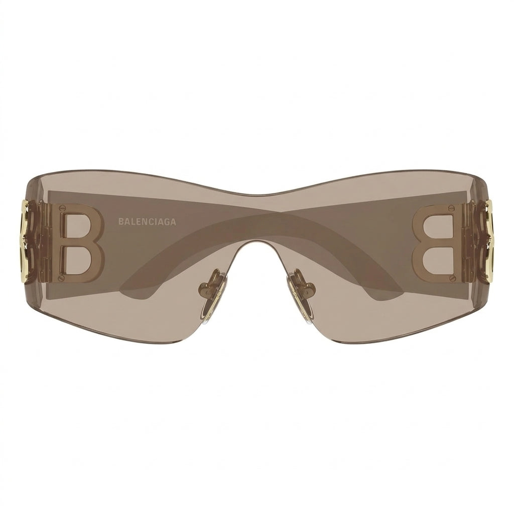 Balenciaga Unisex BB0359S Bossy Mask Shield Brown / Gold Sunglasses