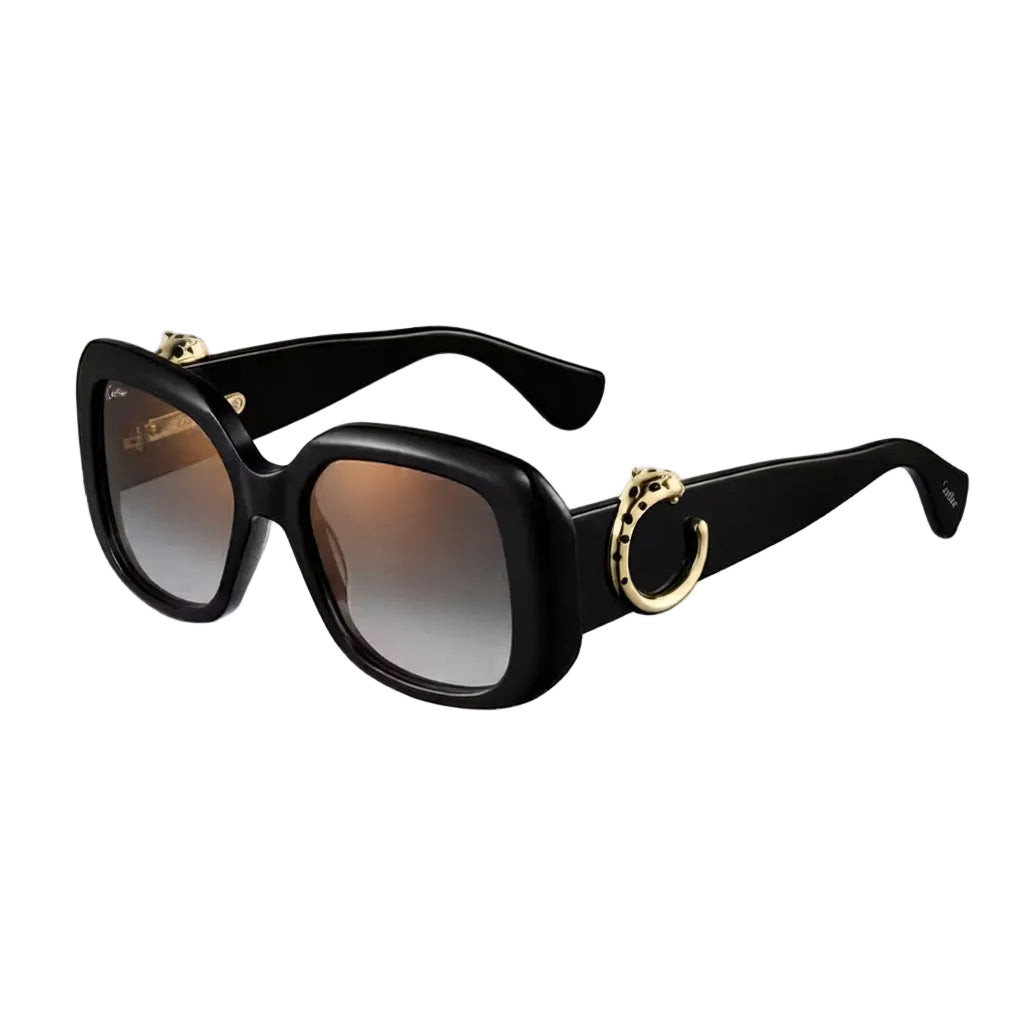 Cartier Panthère de C Motif Square Women Black Sunglasses