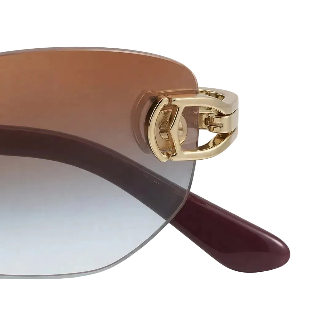 Cartier Elongated C de Motif Men Rimless Brown Gradient Sunglasses