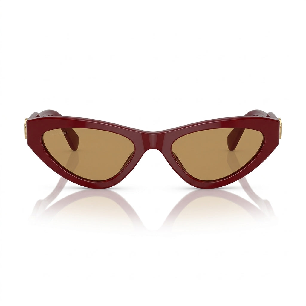 Miu Miu Women MU B11SU Cat-Eye Opal Burgundy / Brown Sunglasses