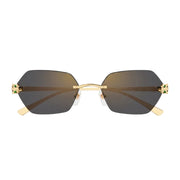 Cartier Panthère de C Women Rimless Hexagon-Frame Gold Tone Grey Sunglasses