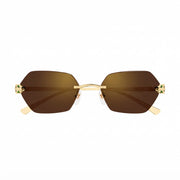 Cartier Panthère de C Women Rimless Hexagon-Frame Gold Brown Sunglasses