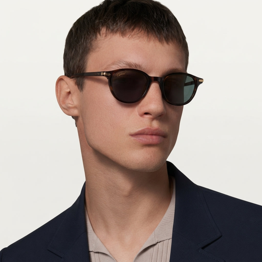 Cartier Première de C Men Tortoiseshell Green & Gold Sunglasses