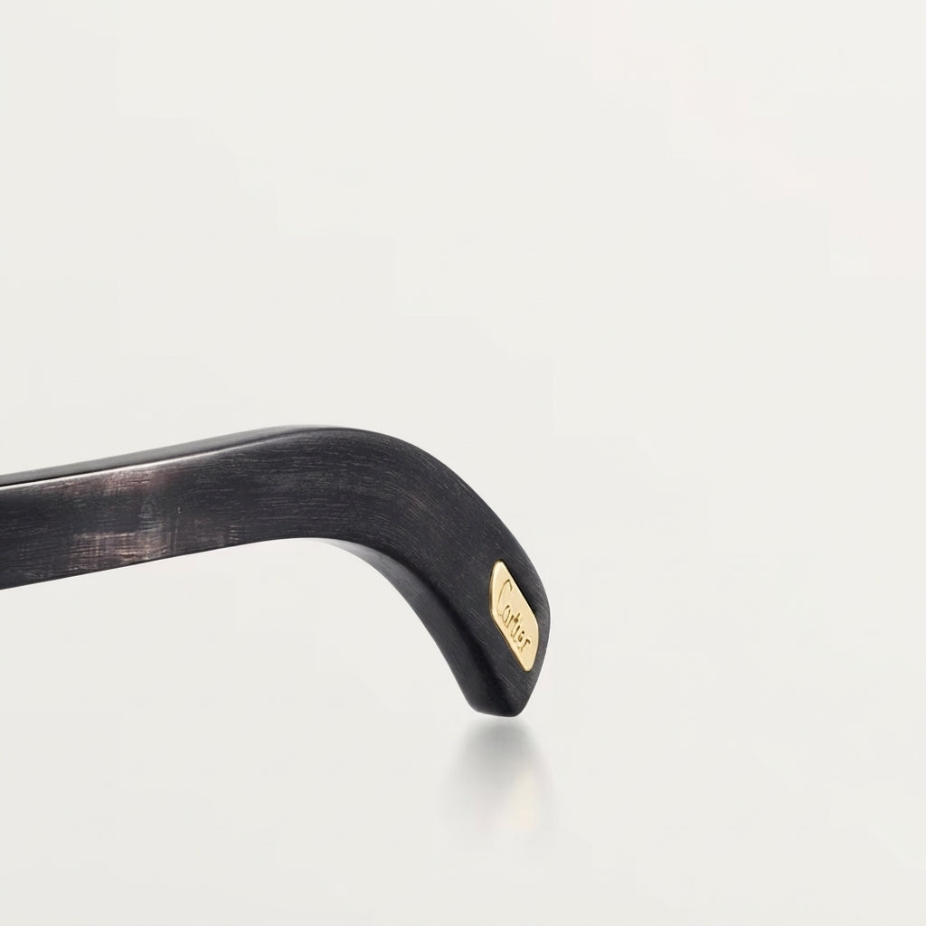 Cartier Elongated C de Motif Men Rimless Black Sunglasses