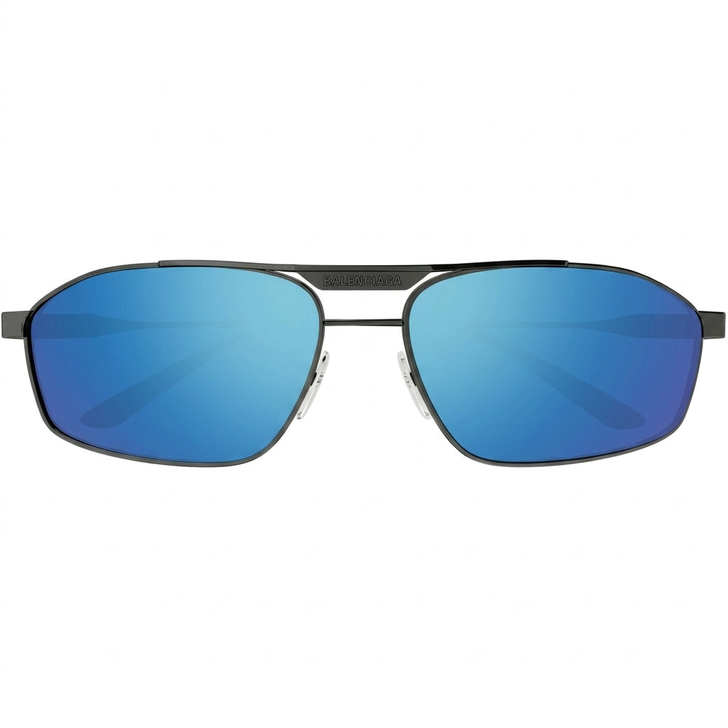 Balenciaga Men BB0416S 003 Gunmetal / Blue Geometric Metal Sunglasses