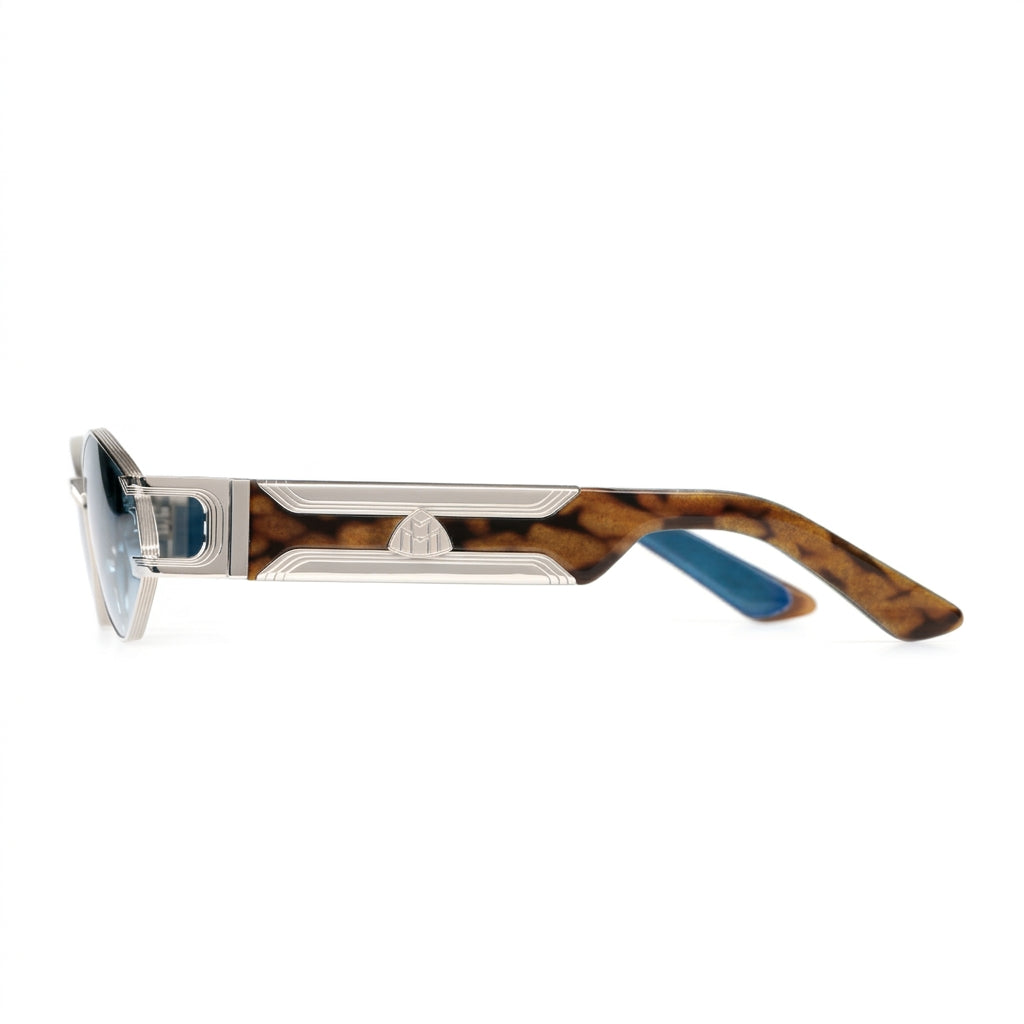 Maybach The Driver II (DRI-02) Men Palladium Titanium / Cognac Tortoise Buffalo Horn Sunglasses