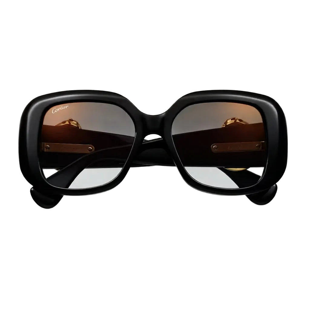 Cartier Panthère de C Motif Square Women Black Sunglasses