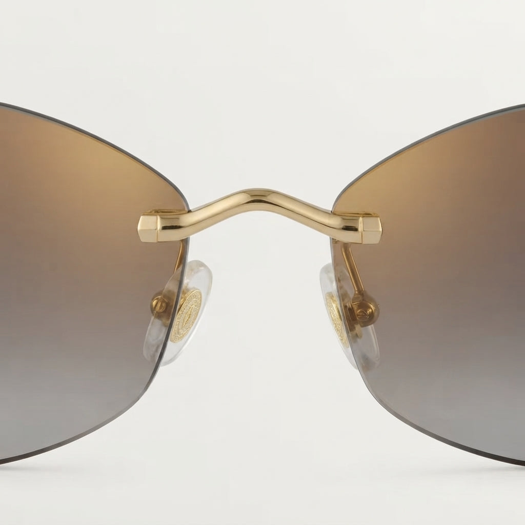 Cartier Panthère de Cartier Unisex Rimless Hexagonal Grey Gradient Sunglasses