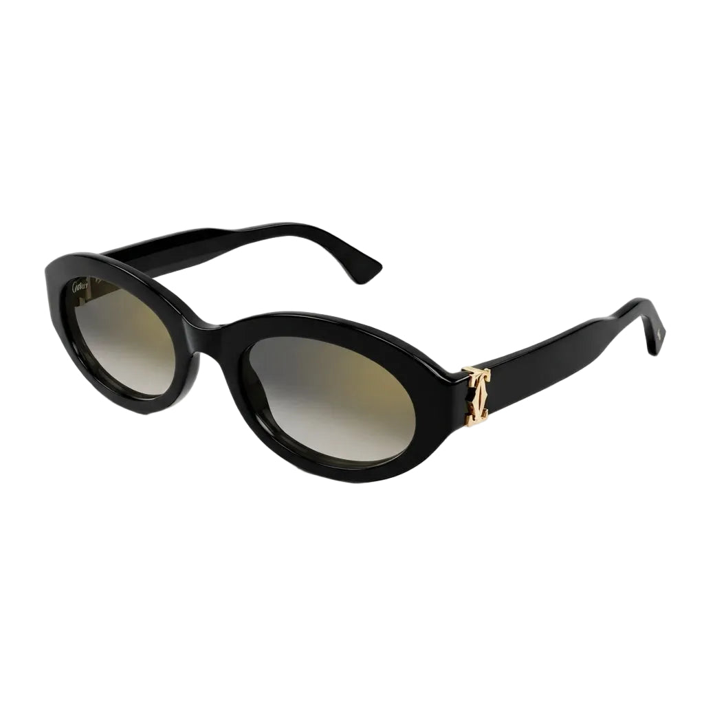 Cartier Signature C de Motif Women Black Sunglasses