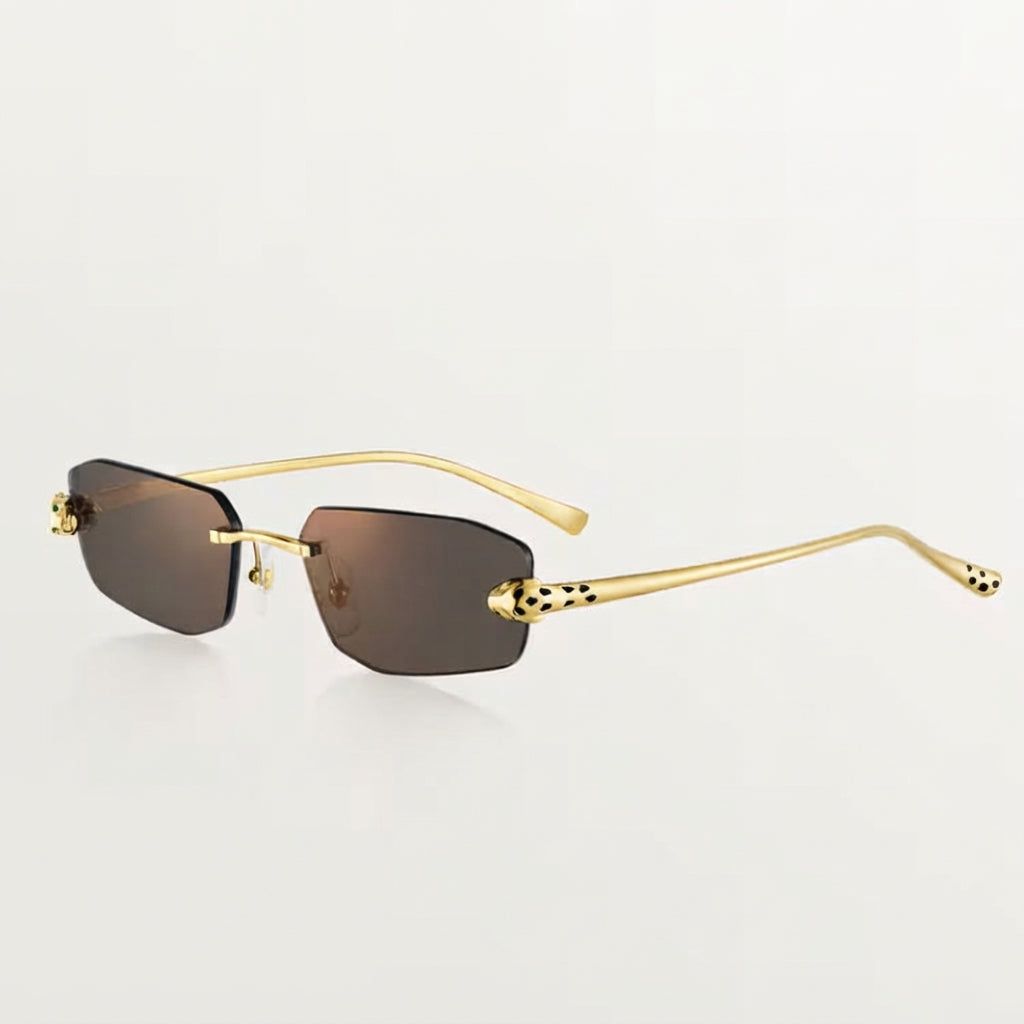 Cartier Panthère de Unisex Rimless Rectangular Grey Gradient Sunglasses