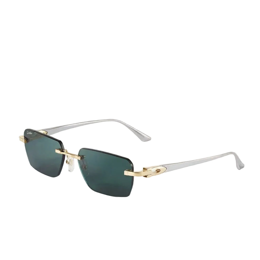 Cartier Elongated C de Motif Men Rimless Green Sunglasses