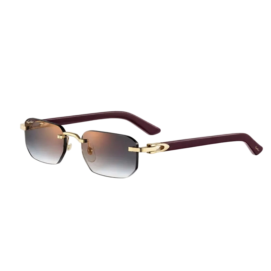 Cartier Elongated C de Motif Men Rimless Brown Gradient Sunglasses