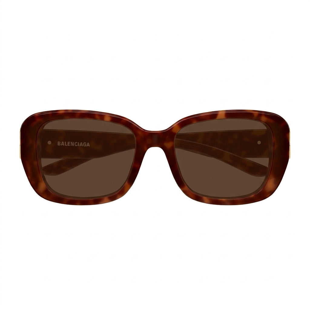 Balenciaga Women BB0508SK Everyday Rectangular Tortoiseshell Sunglasses