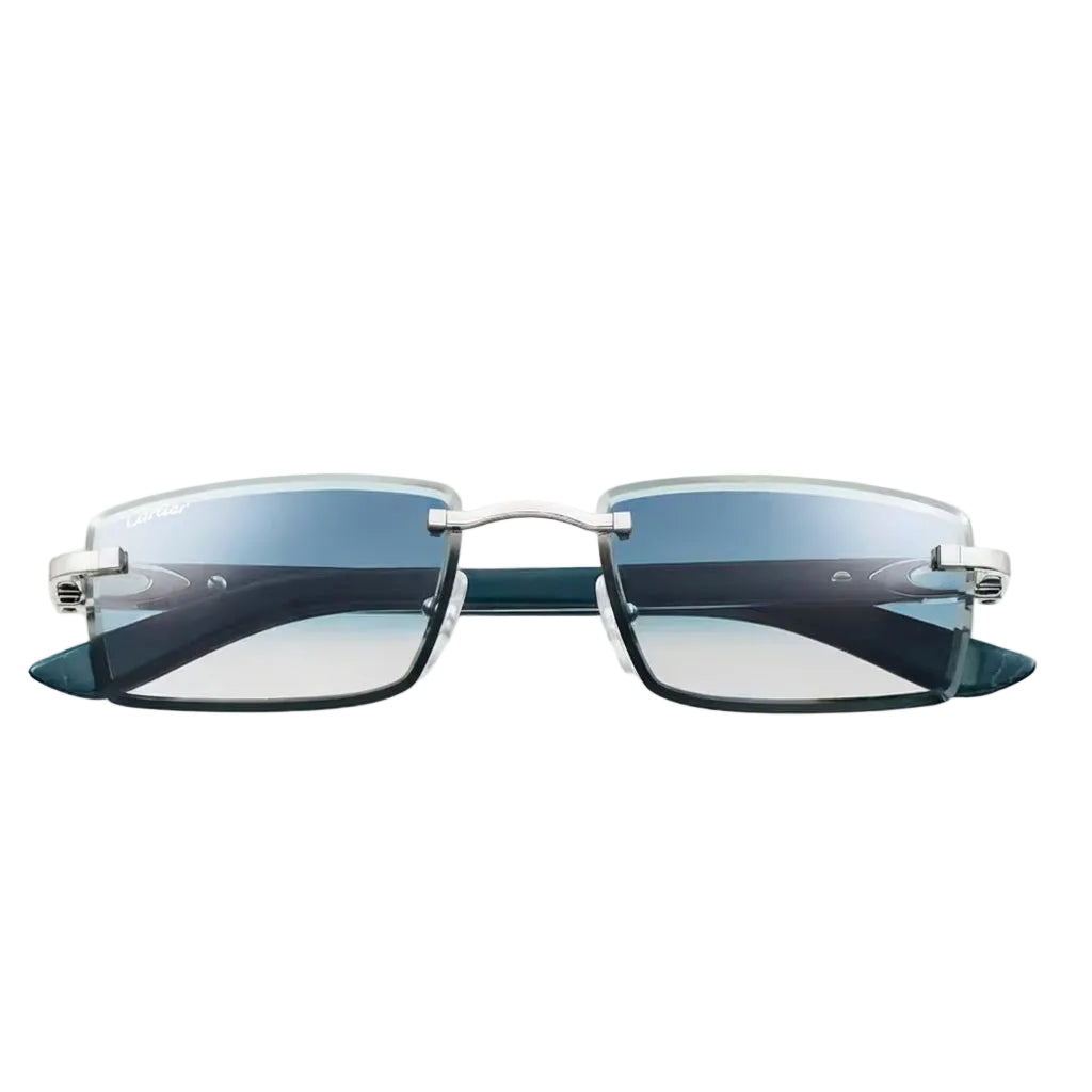 Cartier Elongated C de Motif Men Rimless Blue Gradient Sunglasses