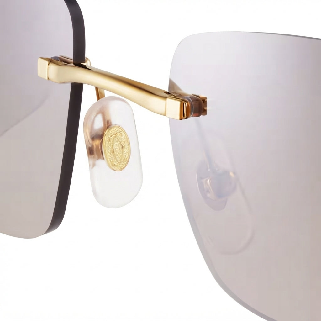 Cartier Panthère de C Unisex Rectangular Rimless Brown Gradient Sunglasses