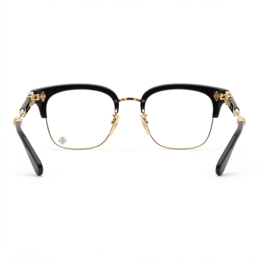 Chrome Hearts Unisex Evagilist Black & Gold Gothic Eyewear