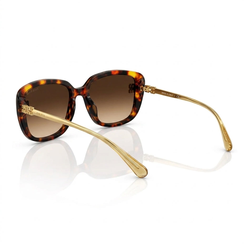 Miu Miu MU A08S Women Oversized Square Shield  Honey Tortoise / Brown Gradient Sunglasses