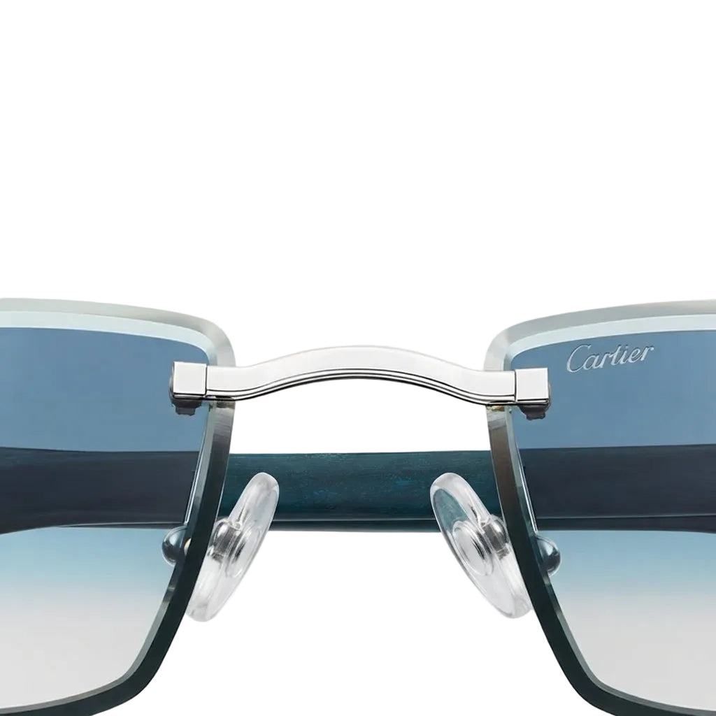 Cartier Elongated C de Motif Men Rimless Blue Gradient Sunglasses