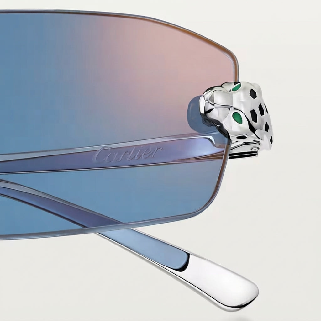 Cartier Panthère de Women Rimless Rectangular Blue Sunglasses