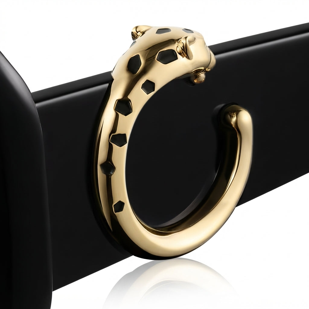 Cartier Panthère de C Motif Square Women Black Sunglasses