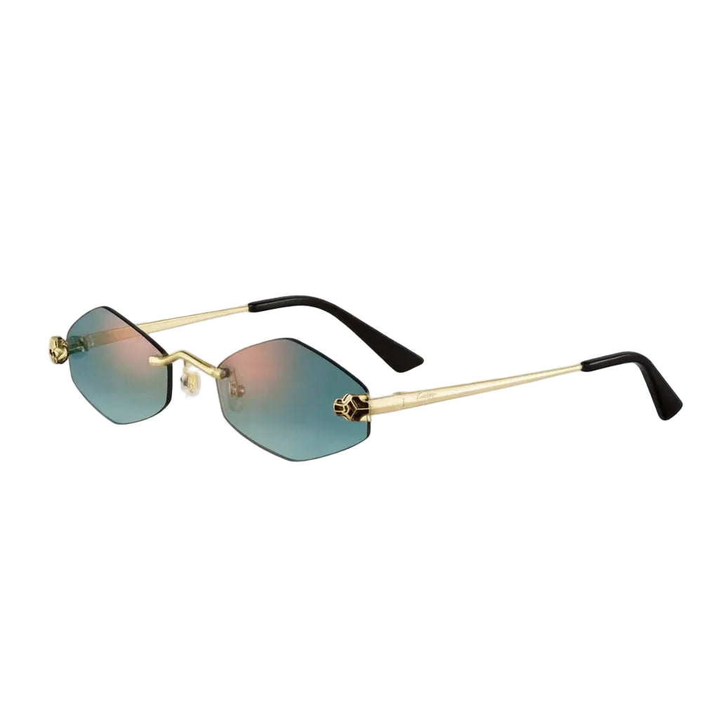 Cartier Panthère de Unisex Rimless Hexagonal Blue Gradient Tint Sunglasses