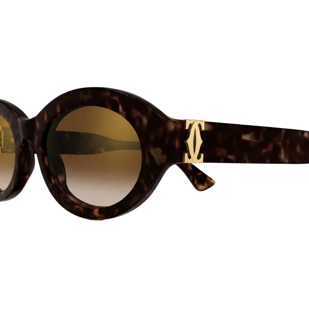 Cartier Signature C de Motif Women Dark Tortoiseshell Sunglasses