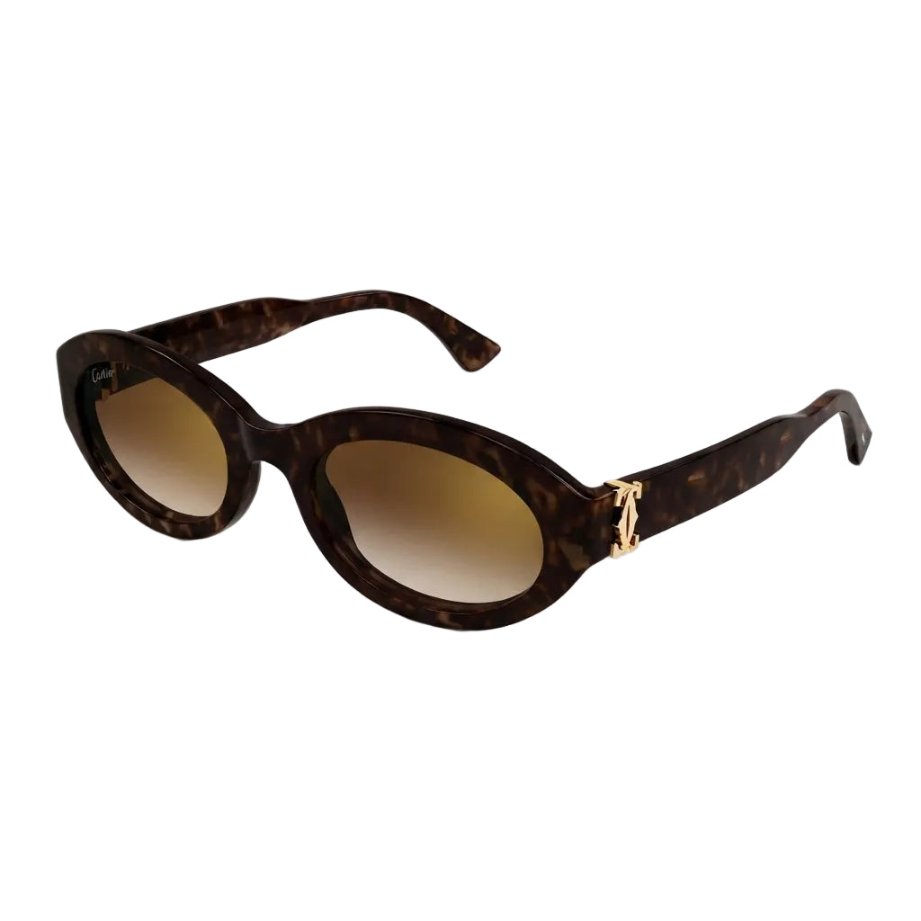 Cartier Signature C de Motif Women Dark Tortoiseshell Sunglasses