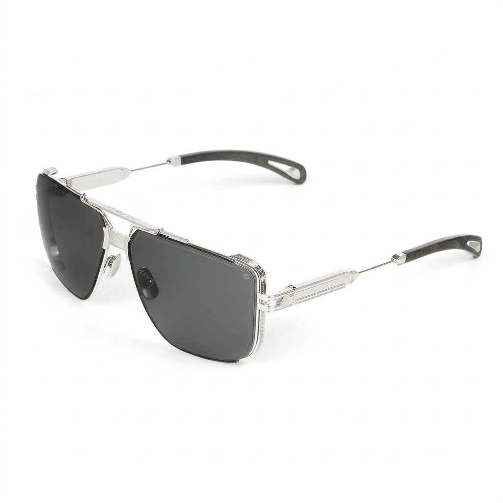 Maybach THE DAWN I Unisex Platinum Titanium Fango Wood Dark Grey Luxury Sunglasses